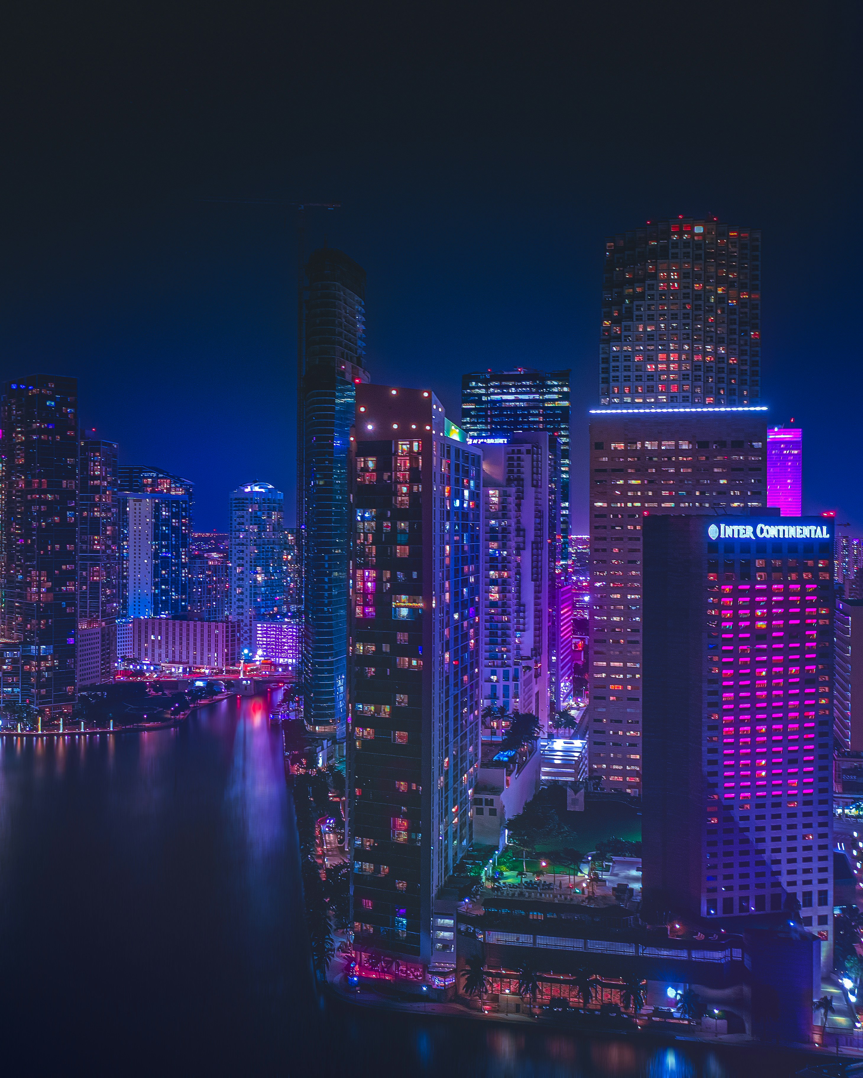 Miami nightlife skyline